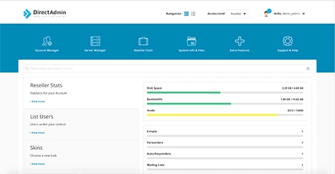 DirectAdmin vezérlőpult